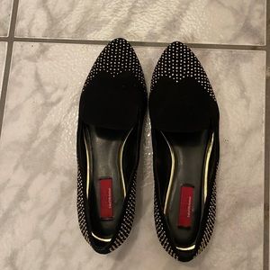 Black flats with gold embezzlement